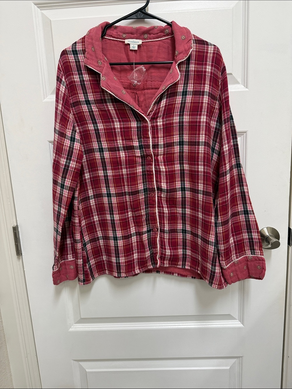Sundance Pink and Burgundy Plaid Button-Down Shirt